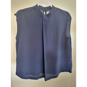 Women's Nine West Silky High Neck Navy Tunic